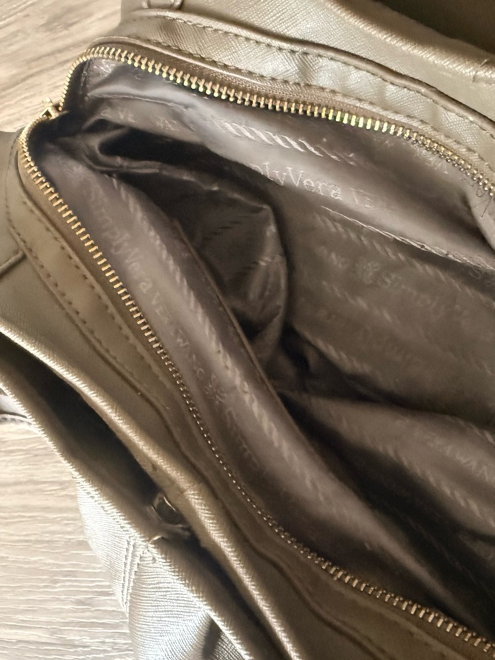 Simply Vera Vera Wang Taupe Shoulder Bag with Logo Detail - Picture 4 of 6